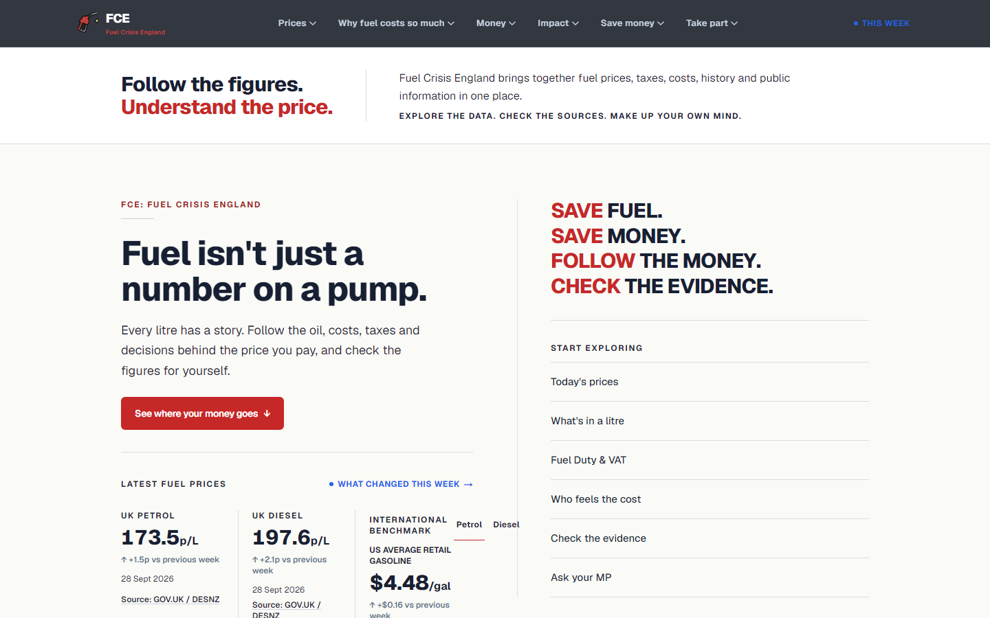 Fuel Crisis England website homepage