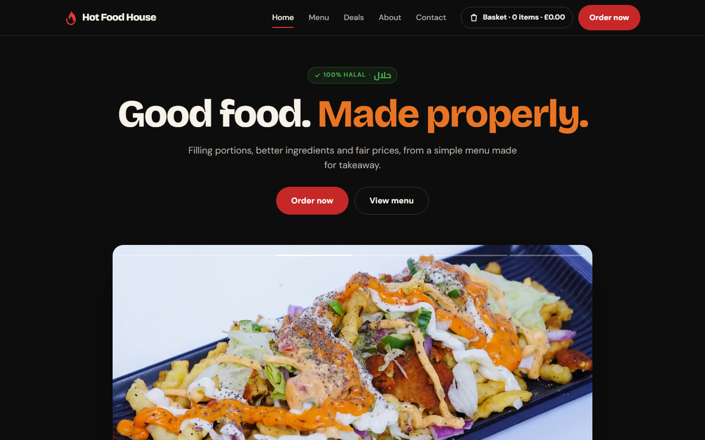 Hot Food House website homepage