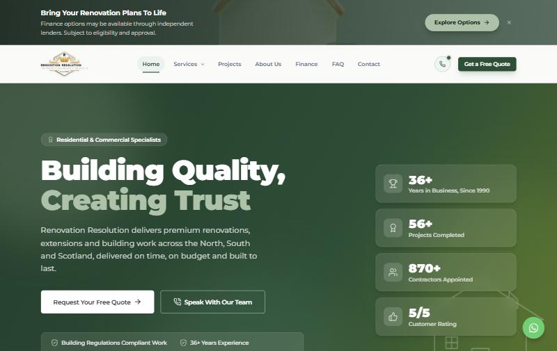 Renovation Resolution website homepage